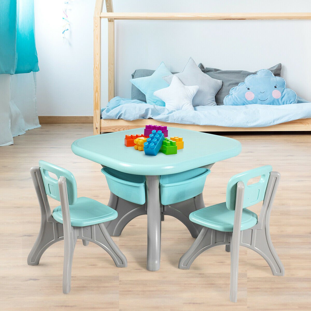 Children Kids Activity Table & Chair Set Play Furniture W/Storage, Blue Kids Table & Chair Sets   at Gallery Canada