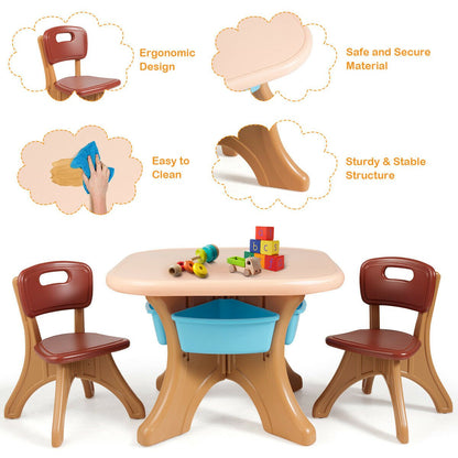 Kids Activity Table & Chair Set Play Furniture with Storage, Brown Kids Table & Chair Sets   at Gallery Canada