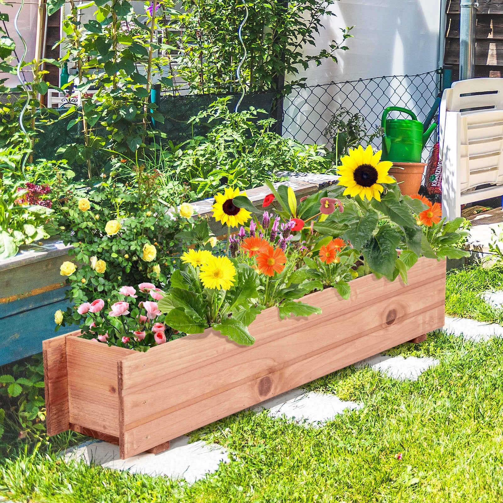 Wooden Decorative Planter Box for Garden Yard and Window, Brown Raised Garden Beds   at Gallery Canada