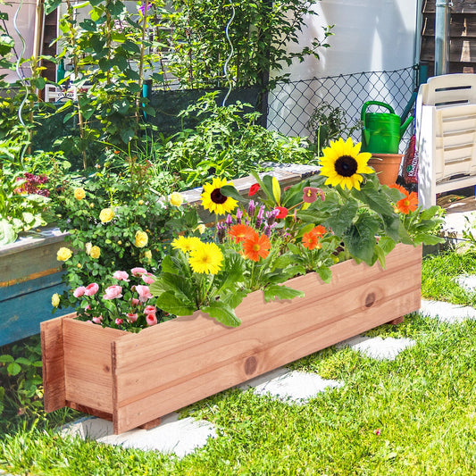 Wooden Decorative Planter Box for Garden Yard and Window, Brown - Gallery Canada