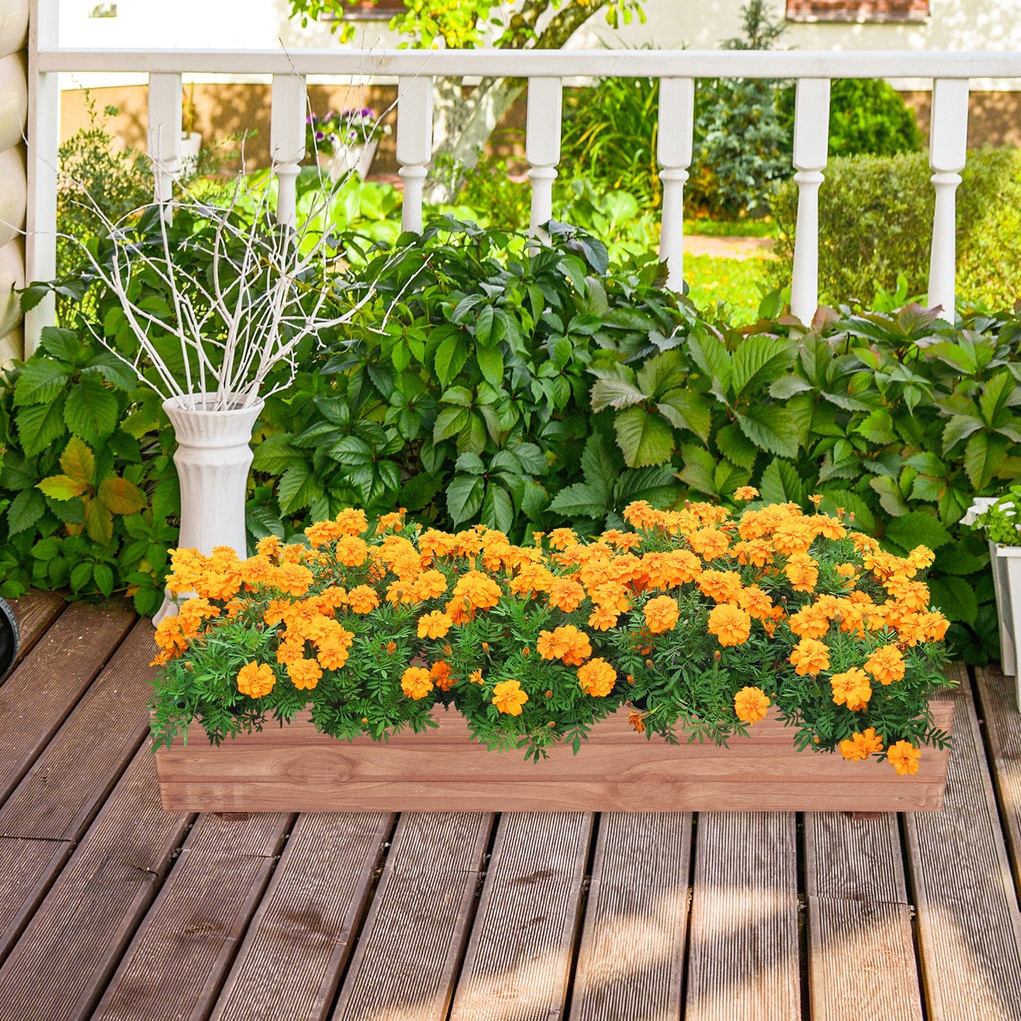 Wooden Decorative Planter Box for Garden Yard and Window, Brown Raised Garden Beds   at Gallery Canada