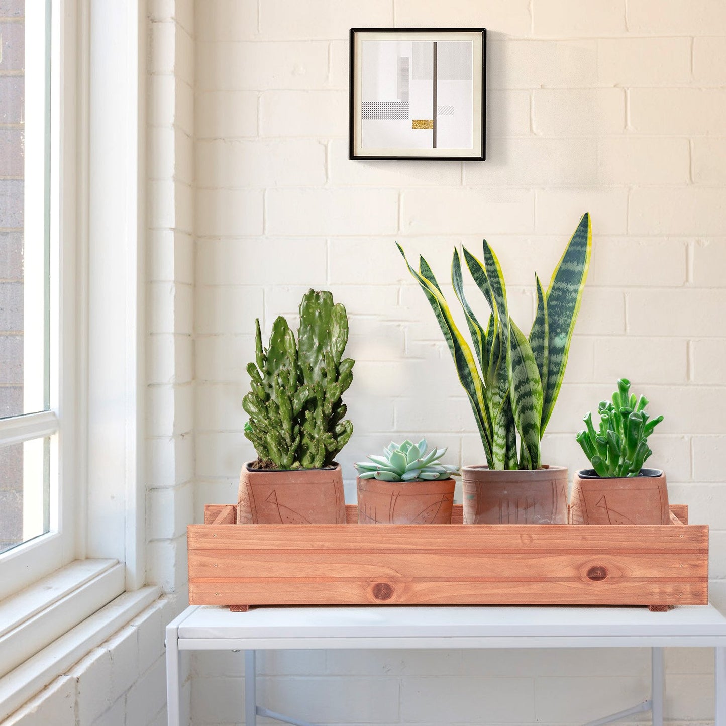 Wooden Decorative Planter Box for Garden Yard and Window, Brown Raised Garden Beds   at Gallery Canada