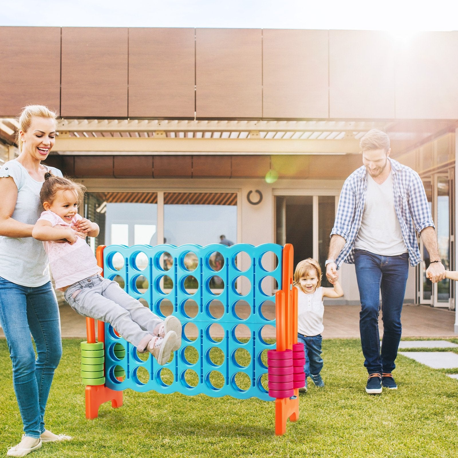 4 in A Row 4-to-Score Giant Jumbo Game Set for Family Party Holiday, Light Blue Lawn Games   at Gallery Canada