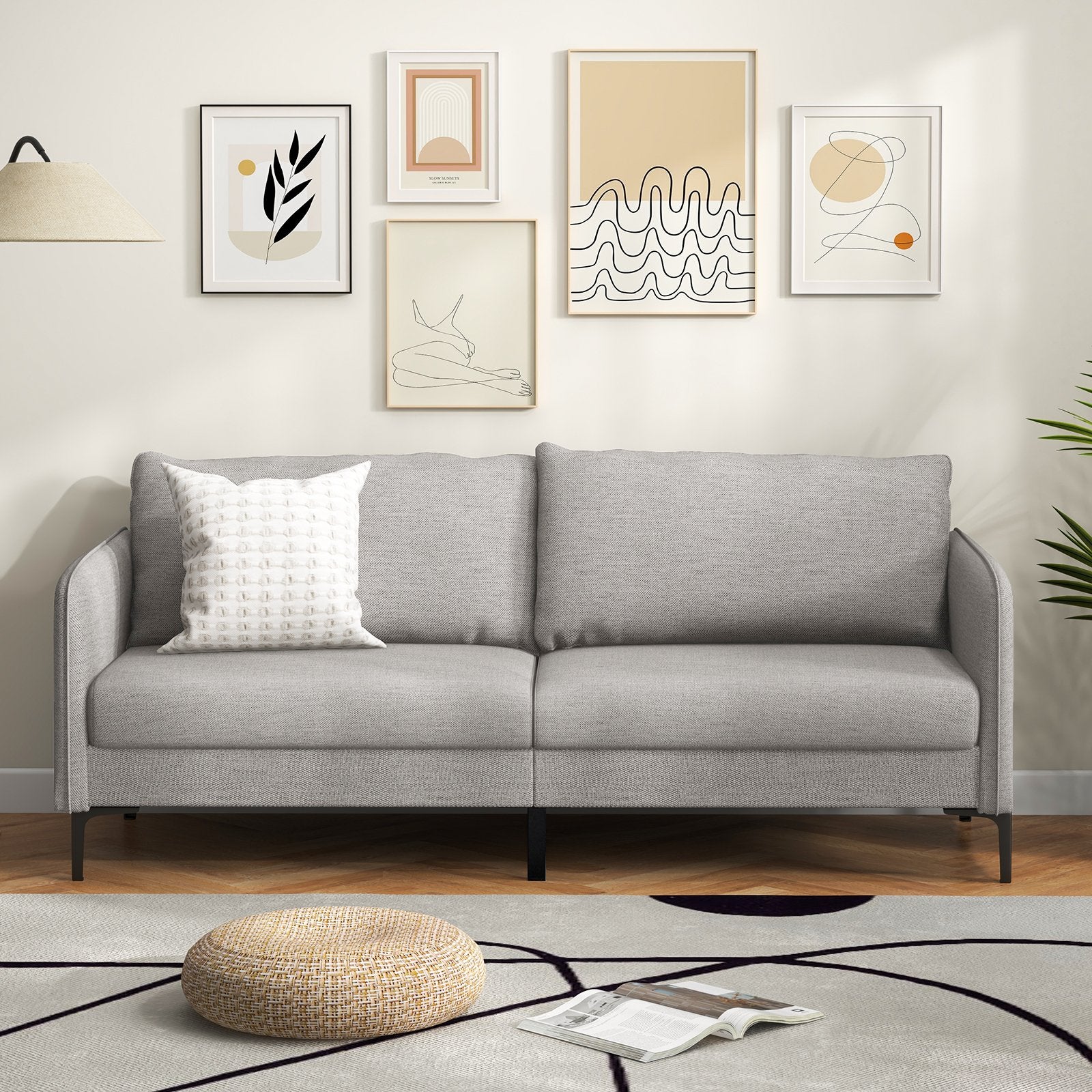 Modern 76 Inch Loveseat Sofa Couch for Apartment Dorm with Metal Legs, Gray Sofas & Loveseats   at Gallery Canada