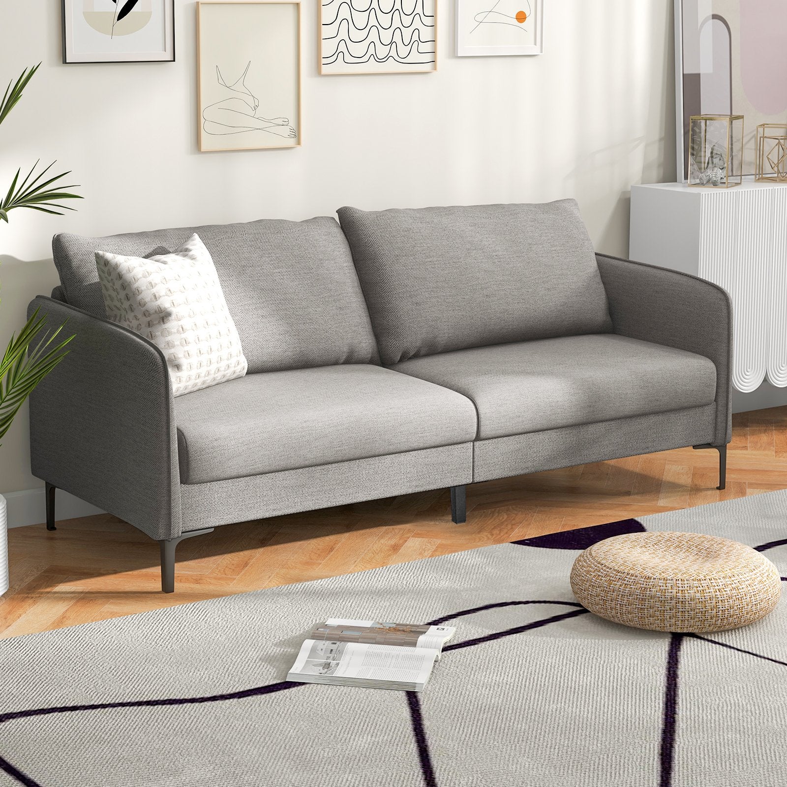 Modern 76 Inch Loveseat Sofa Couch for Apartment Dorm with Metal Legs, Gray Sofas & Loveseats   at Gallery Canada