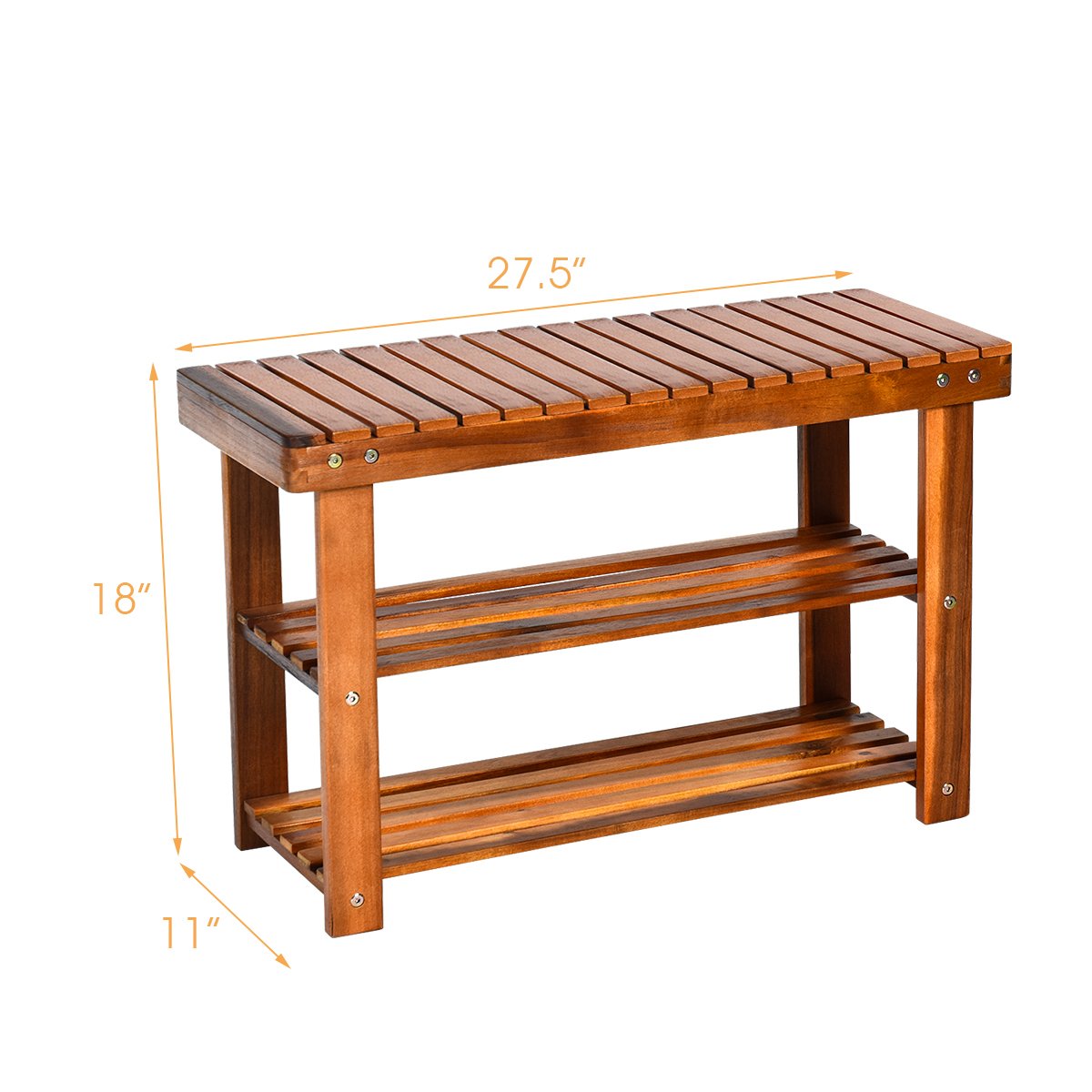 Freestanding Wood Bench with 3-Tier Storage Shelves, Natural Shoe Racks & Storage Benches   at Gallery Canada