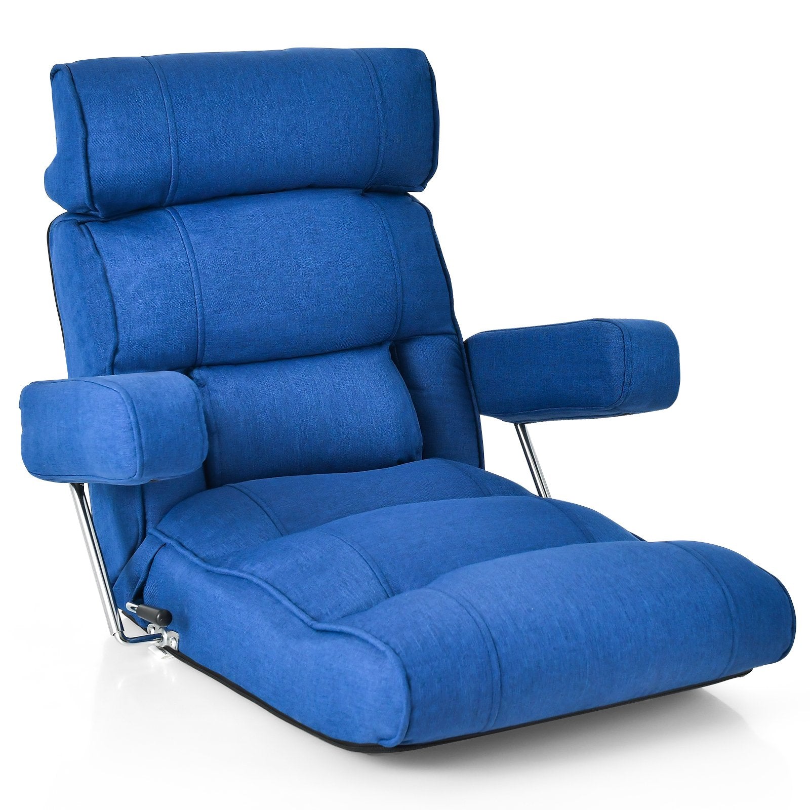 Adjustable Folding Sofa Chair with 6 Position Stepless Back, Blue Floor Chairs   at Gallery Canada