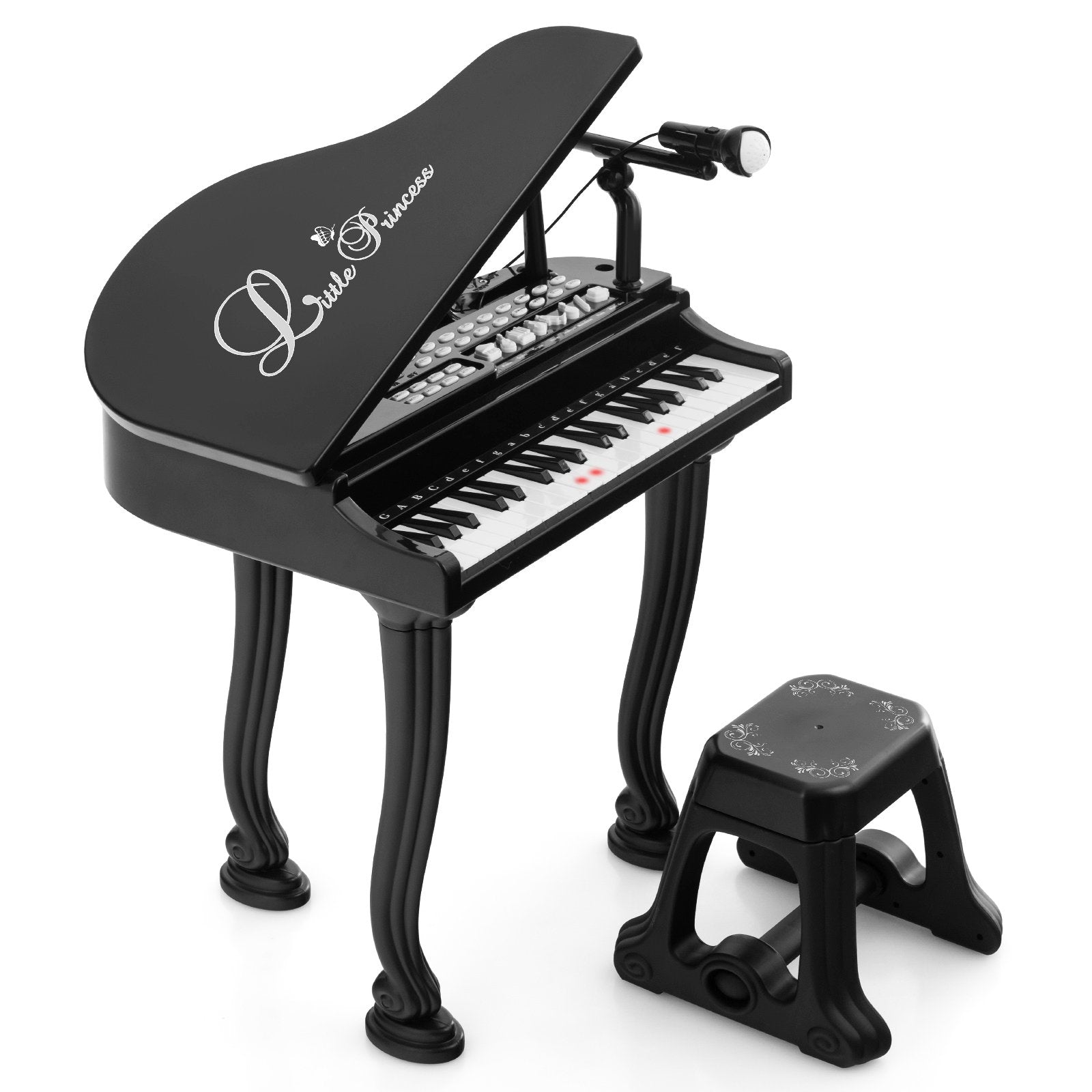 37 Keys Kids Piano Keyboard with Stool and Piano Lid, Black Pianos & Keyboards   at Gallery Canada