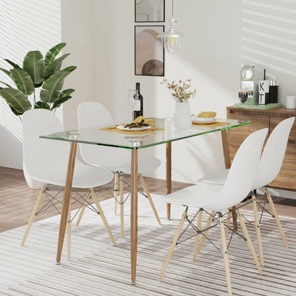 Modern Glass Rectangular Dining Table with Metal Legs, Natural Dining Tables   at Gallery Canada