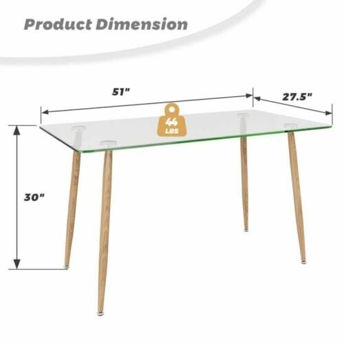 Modern Glass Rectangular Dining Table with Metal Legs, Natural Dining Tables   at Gallery Canada