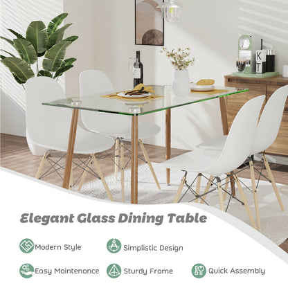 Modern Glass Rectangular Dining Table with Metal Legs, Natural Dining Tables   at Gallery Canada