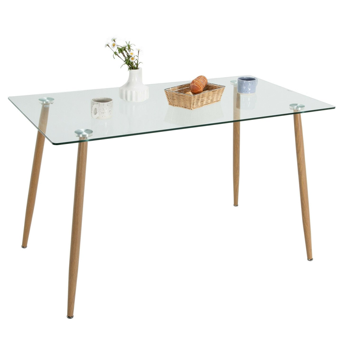 Modern Glass Rectangular Dining Table with Metal Legs, Natural Dining Tables   at Gallery Canada