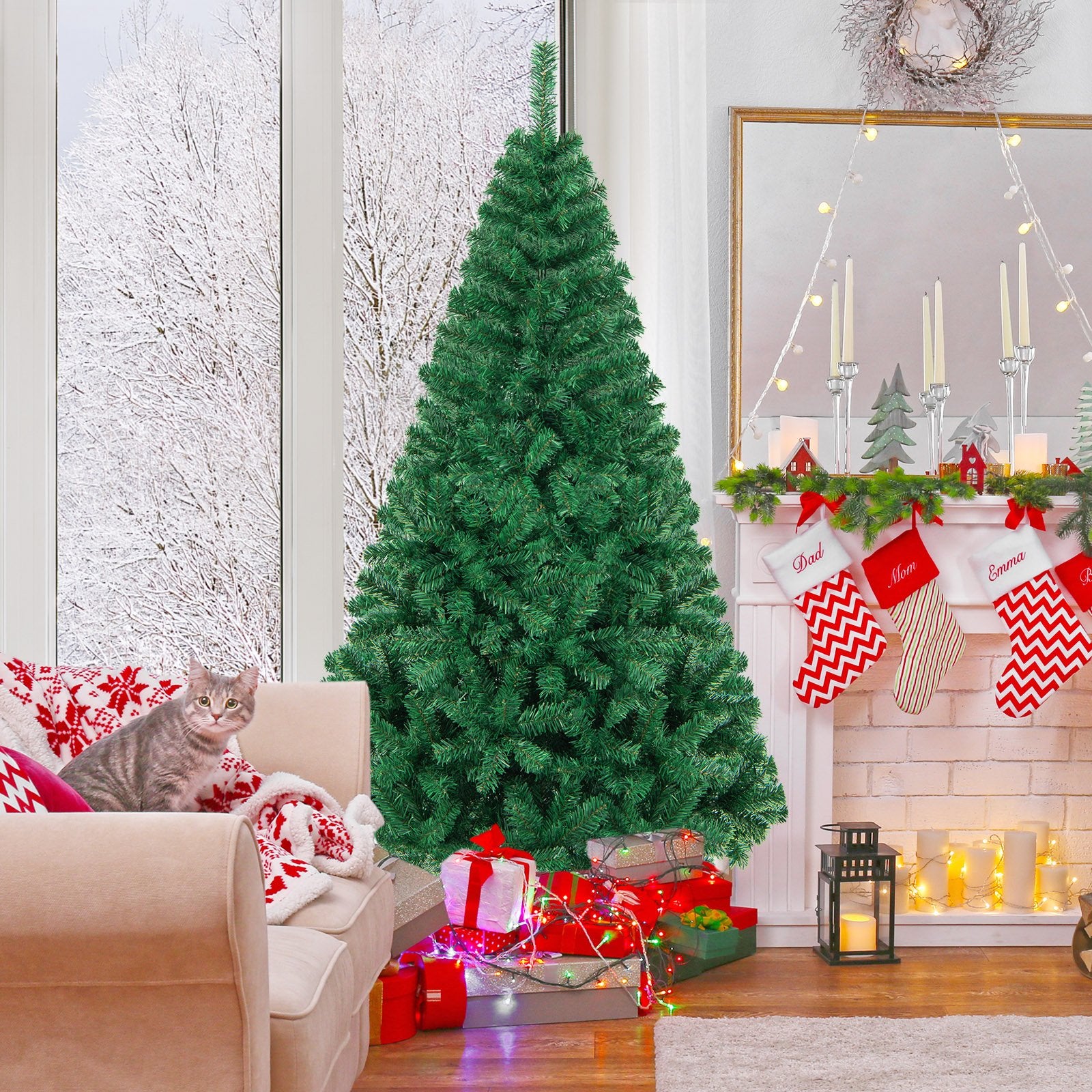 Artificial PVC Hinged Christmas Tree with Solid Metal Stand-6 ft, Green Christmas Tree   at Gallery Canada