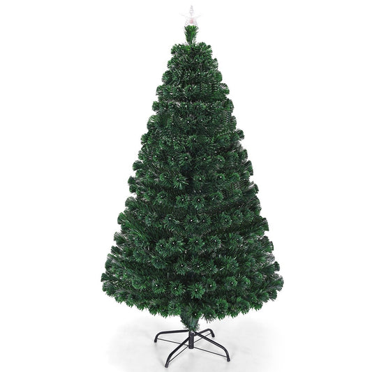 5/6/7 Feet Multicolor Artificial Christmas Tree with LED Light and Metal Stand-6', Green Christmas Tree   at Gallery Canada