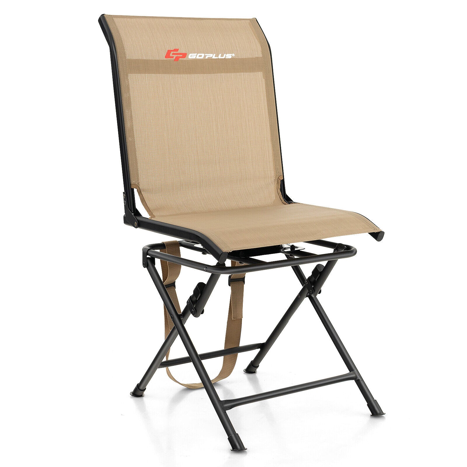 All-weather Outdoor Foldable 360-Degree Swivel Chair with Iron Frame, Brown Camping Furniture at Gallery Canada