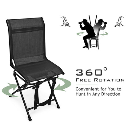 All-weather Outdoor Foldable 360-Degree Swivel Chair with Iron Frame, Black - Gallery Canada