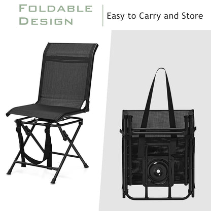 All-weather Outdoor Foldable 360-Degree Swivel Chair with Iron Frame, Black Camping Furniture   at Gallery Canada