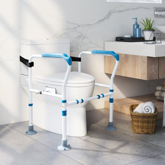 Toilet Safety Rail with Adjustable Height for Elderly, Blue Bath Safety   at Gallery Canada