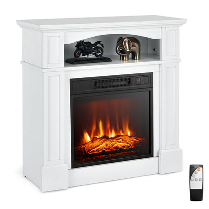 32 Inch 1400W Electric TV Stand Fireplace with Shelf, White - Gallery Canada