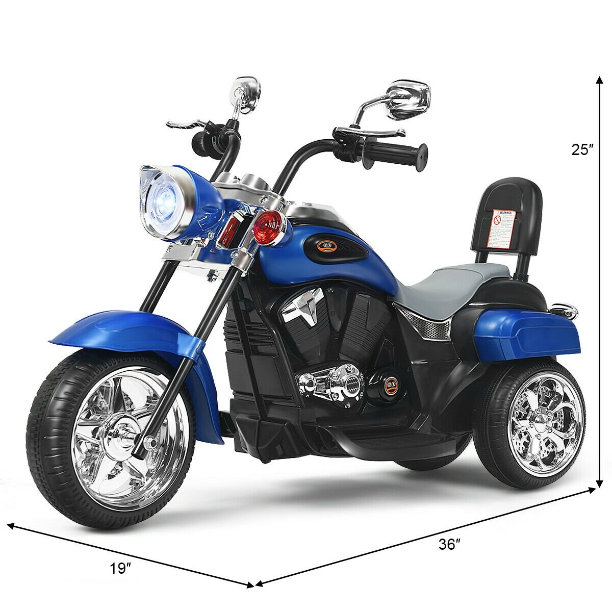 6V 3 Wheel Kids Motorcycle, Blue Powered Ride On Toys   at Gallery Canada