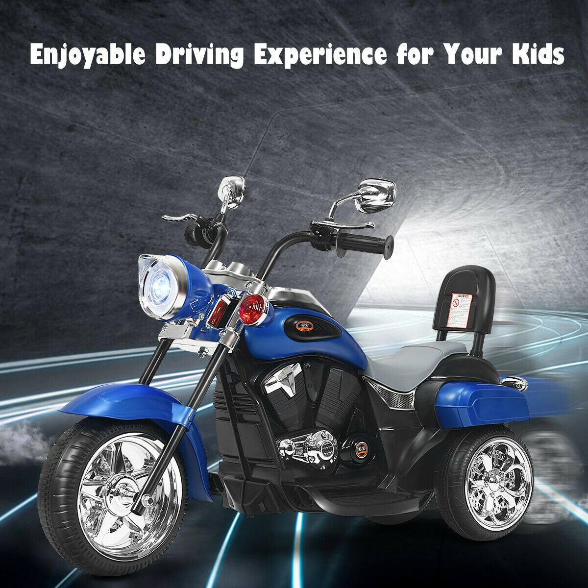 6V 3 Wheel Kids Motorcycle, Blue Powered Ride On Toys   at Gallery Canada