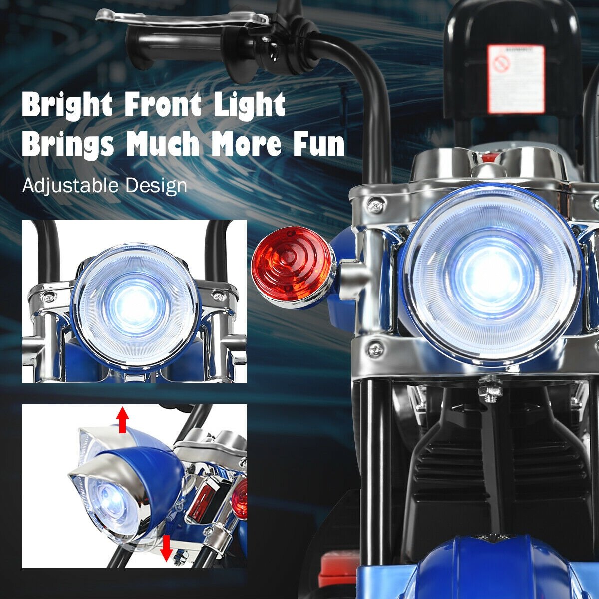 6V 3 Wheel Kids Motorcycle, Blue - Gallery Canada