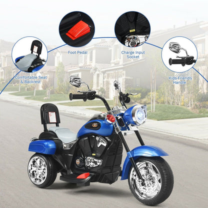 6V 3 Wheel Kids Motorcycle, Blue - Gallery Canada