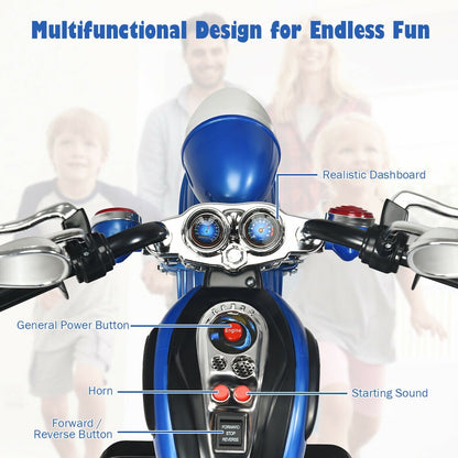 6V 3 Wheel Kids Motorcycle, Blue Powered Ride On Toys   at Gallery Canada