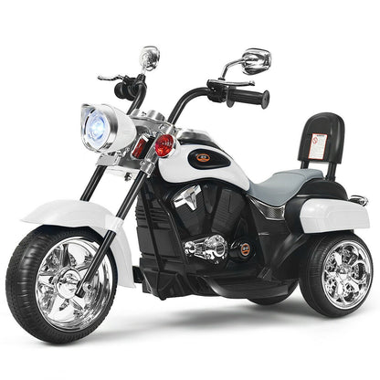 6V 3 Wheel Kids Motorcycle, White - Gallery Canada