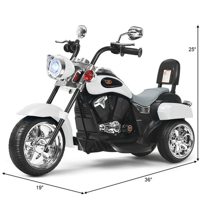 6V 3 Wheel Kids Motorcycle, White - Gallery Canada