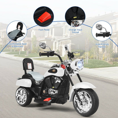 6V 3 Wheel Kids Motorcycle, White - Gallery Canada