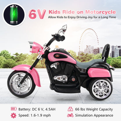 6V 3 Wheel Kids Motorcycle, Pink Powered Ride On Toys   at Gallery Canada