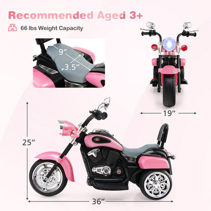 6V 3 Wheel Kids Motorcycle, Pink Powered Ride On Toys   at Gallery Canada