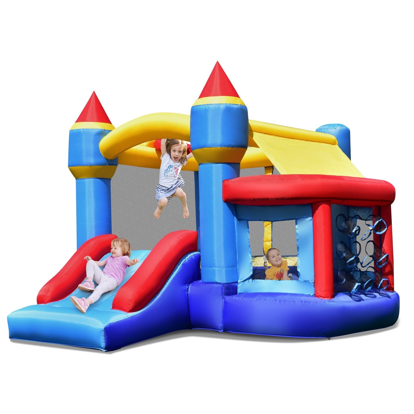 Castle Slide Inflatable Bounce House with Ball Pit and Basketball Hoop, Multicolor Bounce House   at Gallery Canada