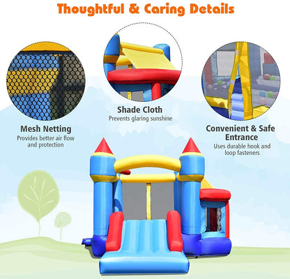 Castle Slide Inflatable Bounce House with Ball Pit and Basketball Hoop, Multicolor Bounce House   at Gallery Canada