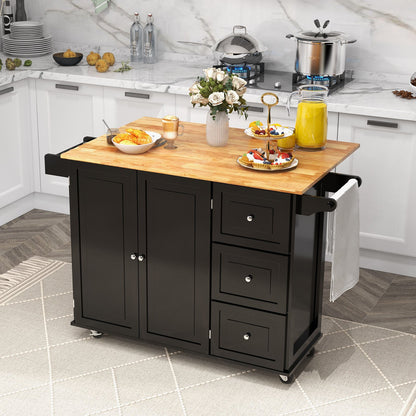 Drop-Leaf Kitchen Island Trolley Cart Wood Storage Cabinet, Black Kitchen Islands & Carts   at Gallery Canada