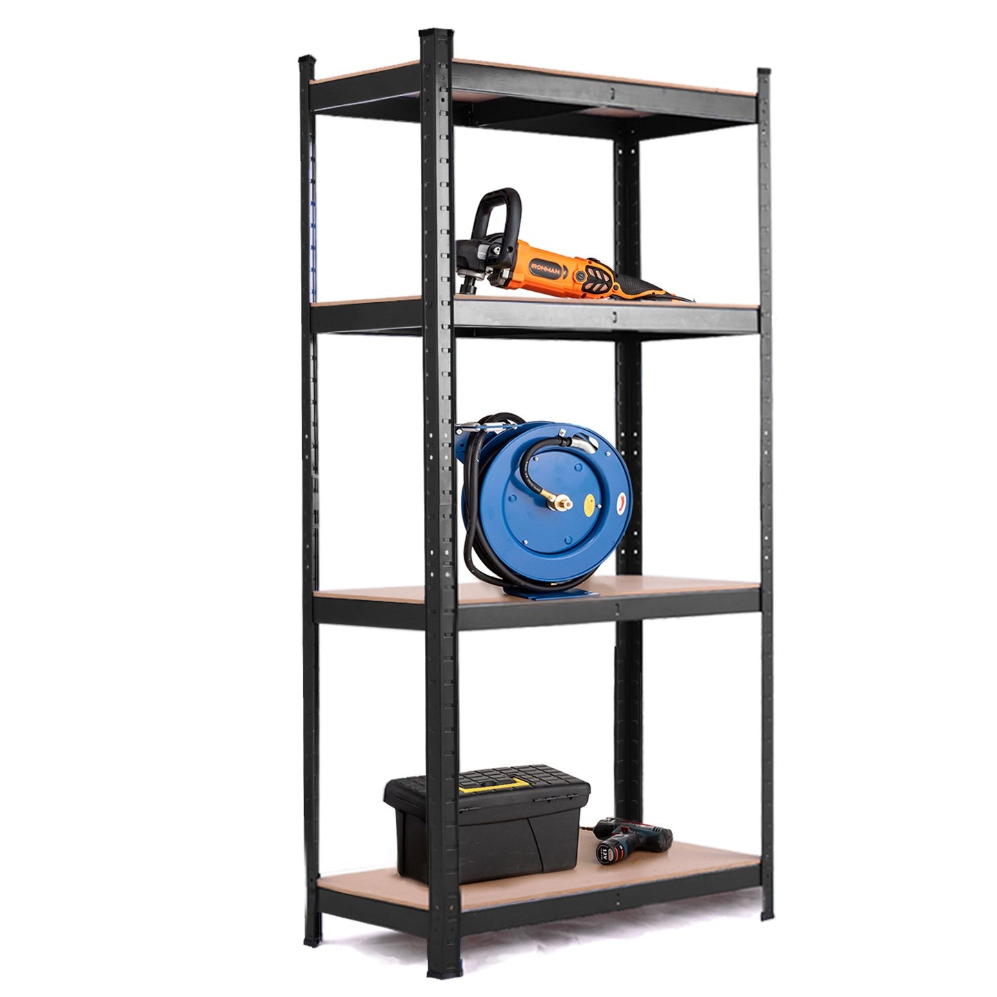 Adjustable Heavy Duty 4 Level Garage Tool Shelf Storage, Black - Gallery Canada