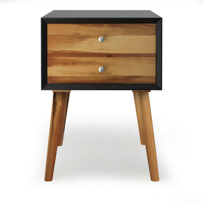 Mid-Century Wooden Multipurpose End Table with 2 Storage Drawers, Black Nightstands   at Gallery Canada