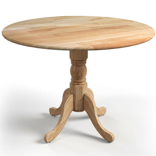 Wooden Dining Table with Round Tabletop and Curved Trestle Legs, Natural