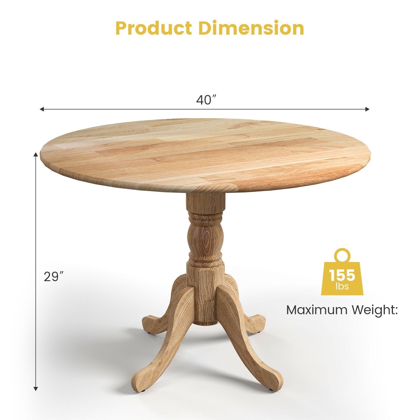 Wooden Dining Table with Round Tabletop and Curved Trestle Legs, Natural Dining Tables   at Gallery Canada