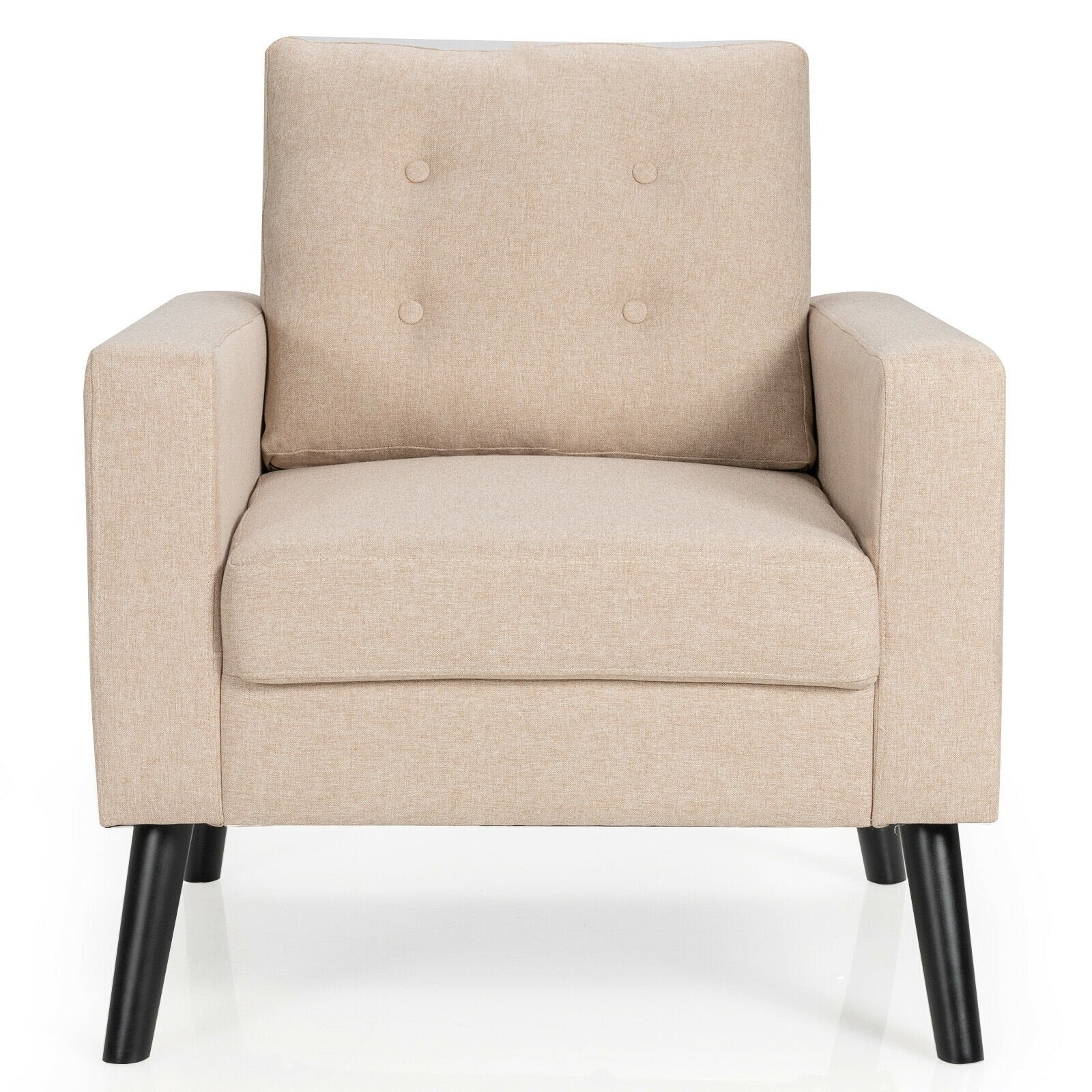 Modern Tufted Accent Chair w/ Rubber Wood Legs, Beige Accent Chairs   at Gallery Canada