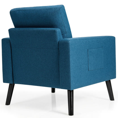 Modern Tufted Accent Chair w/ Rubber Wood Legs, Blue Accent Chairs   at Gallery Canada