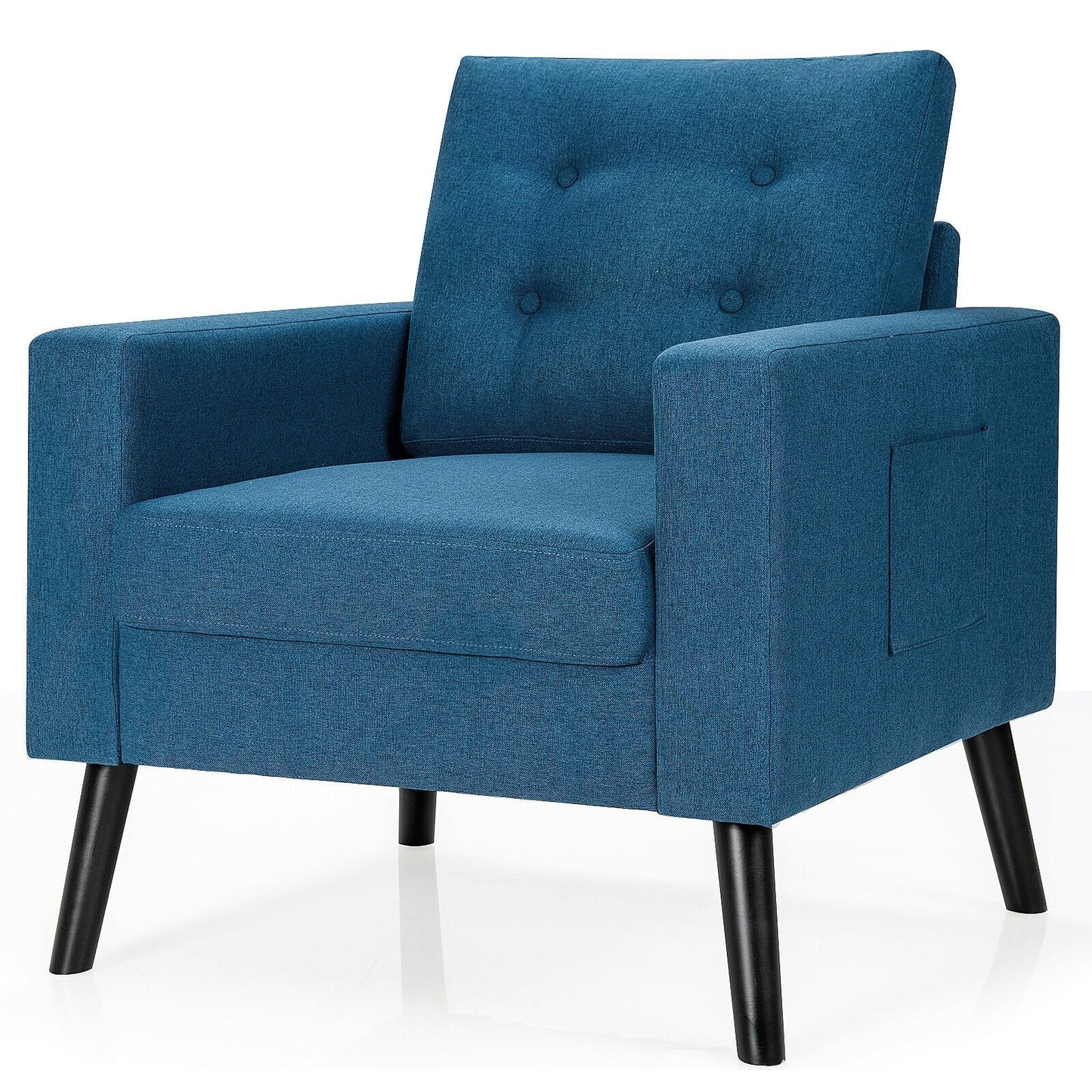 Modern Tufted Accent Chair w/ Rubber Wood Legs, Blue Accent Chairs   at Gallery Canada