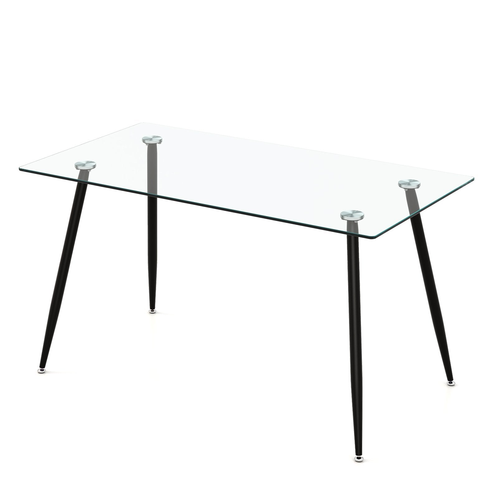 Modern Glass Rectangular Dining Table with Metal Legs, Black Dining Tables   at Gallery Canada