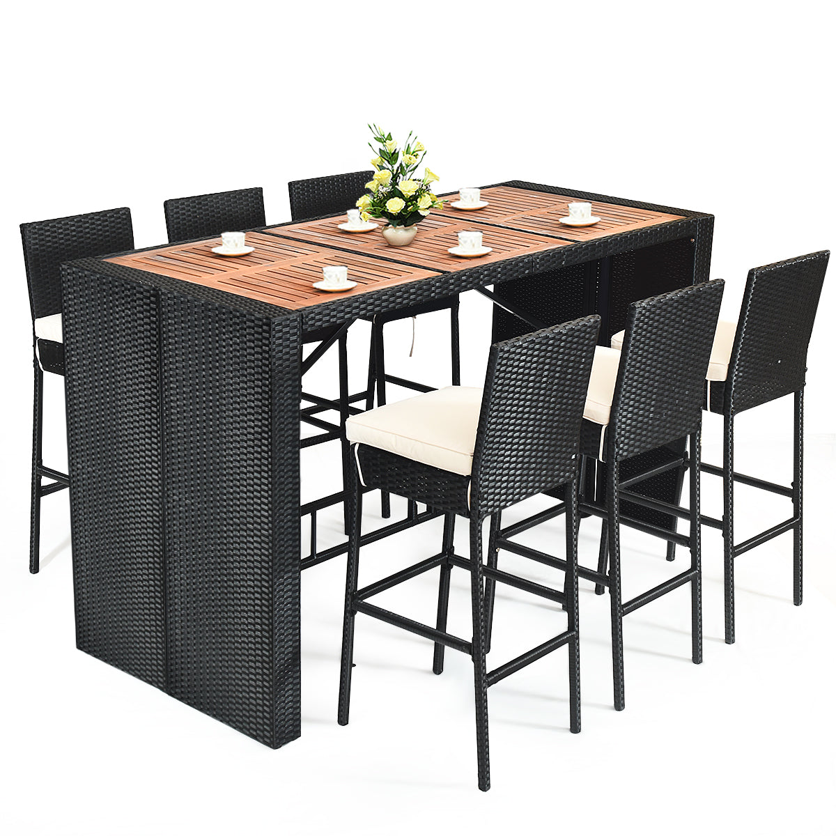 7 Pieces Patio Rattan Wicker Dining Furniture Set Patio Bar Furniture Options  at Gallery Canada