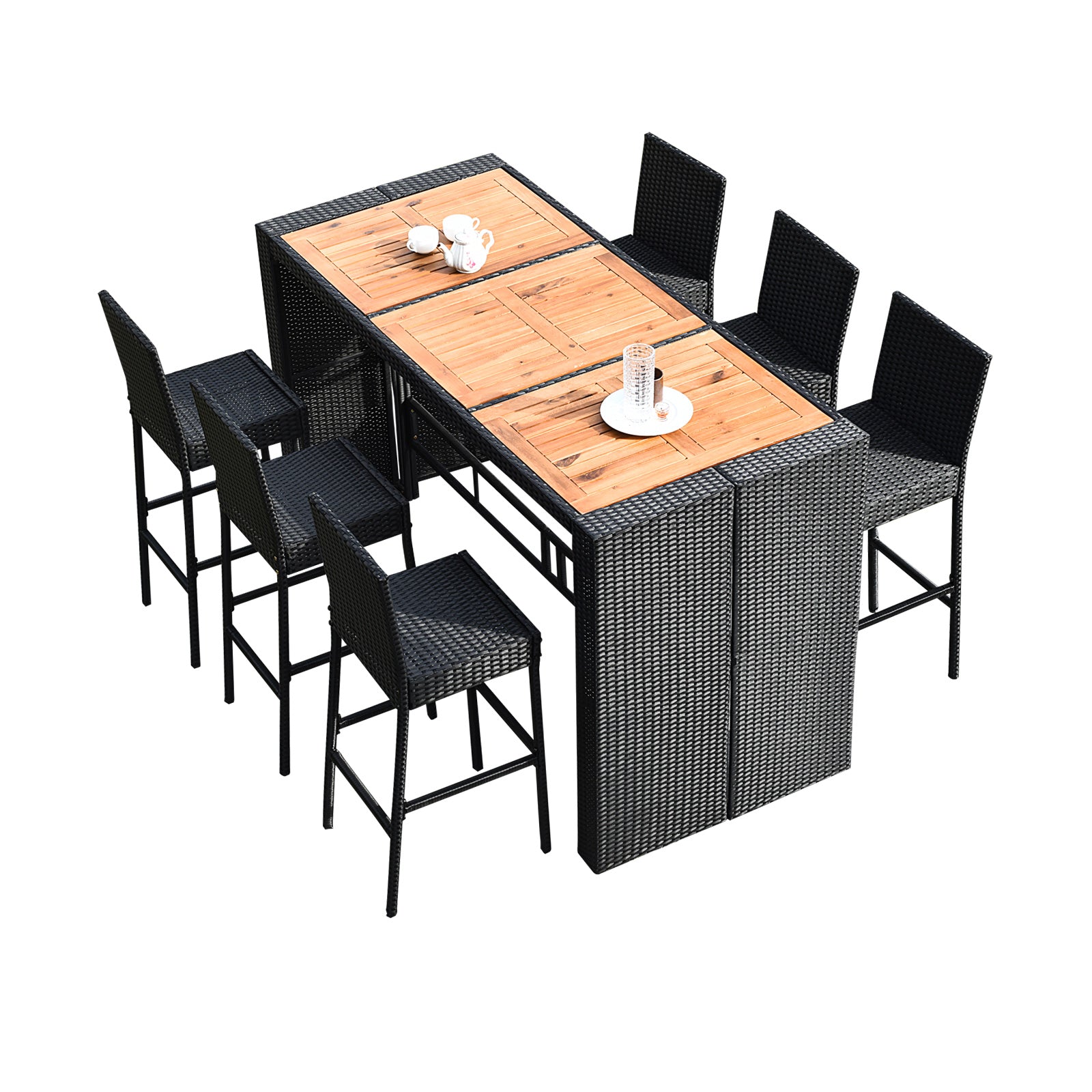 7 Pieces Patio Rattan Wicker Dining Furniture Set Patio Bar Furniture   at Gallery Canada