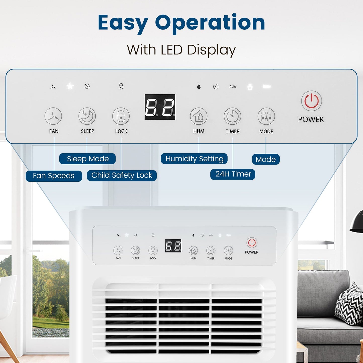 32 Pints/Day Portable Quiet Dehumidifier for Rooms up to 2500 Sq. Ft, Yellow Dehumidifiers   at Gallery Canada