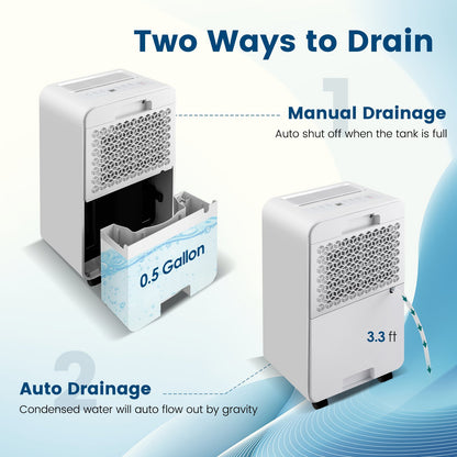 32 Pints/Day Portable Quiet Dehumidifier for Rooms up to 2500 Sq. Ft, Yellow Dehumidifiers   at Gallery Canada