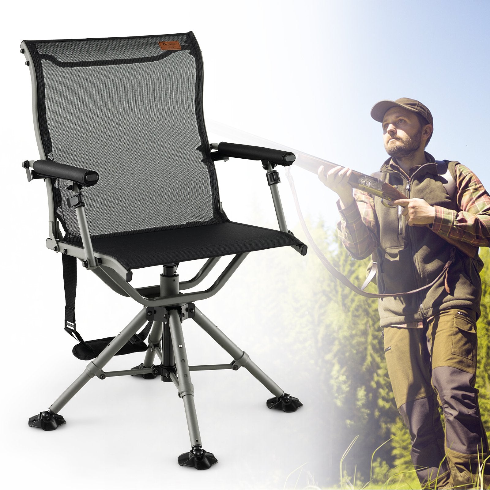 360 Degree Silent Swivel Hunting Chair, Black Camping Furniture   at Gallery Canada