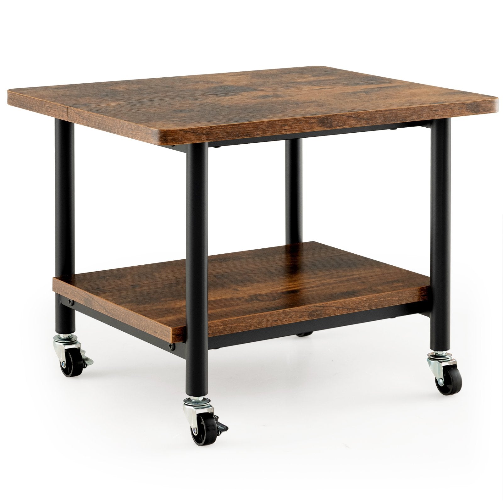 Under Desk Printer Stand with 360° Swivel Casters, Brown Laptop Tables & Printer Stands   at Gallery Canada